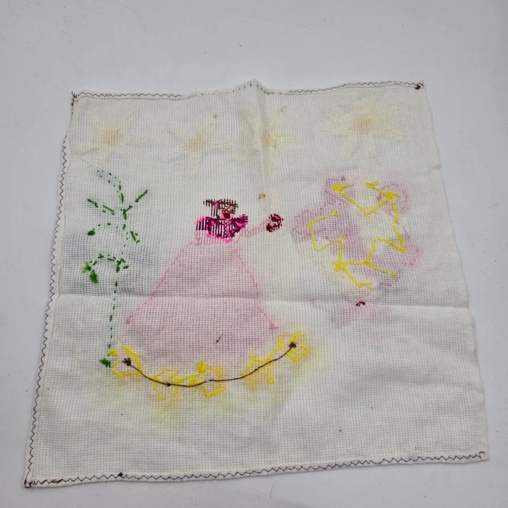Vintage Handmade Crochet Southern Belle Flower Sampler Wall Hanging 12x12 N4